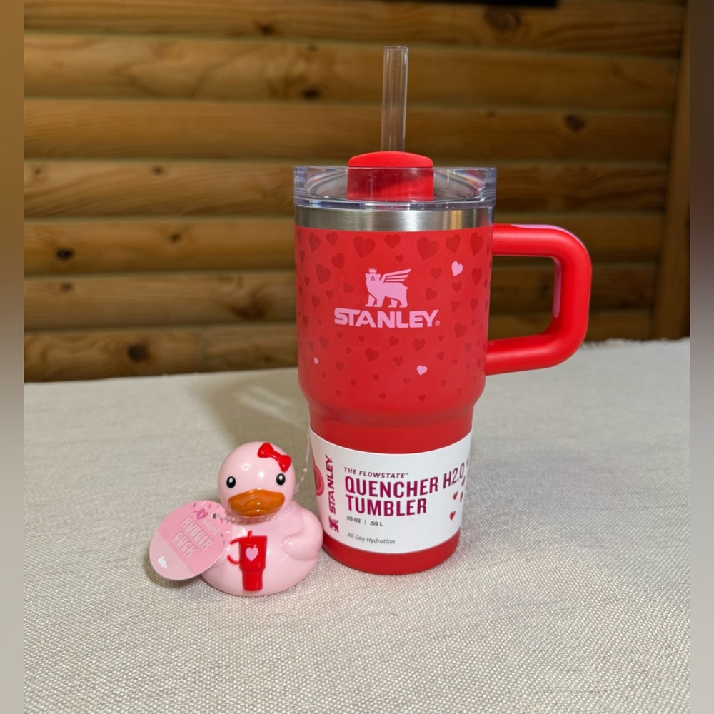 RED VALENTINES Stanley + Target SWEET HEARTS 20oz Tumbler + Rubber Duck FREEBIE